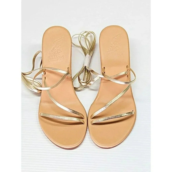 Ancient Greek Sandals Lithi Metallic Leather Wedge Sandals Size 39 (MSRP $370) - Picture 6 of 11